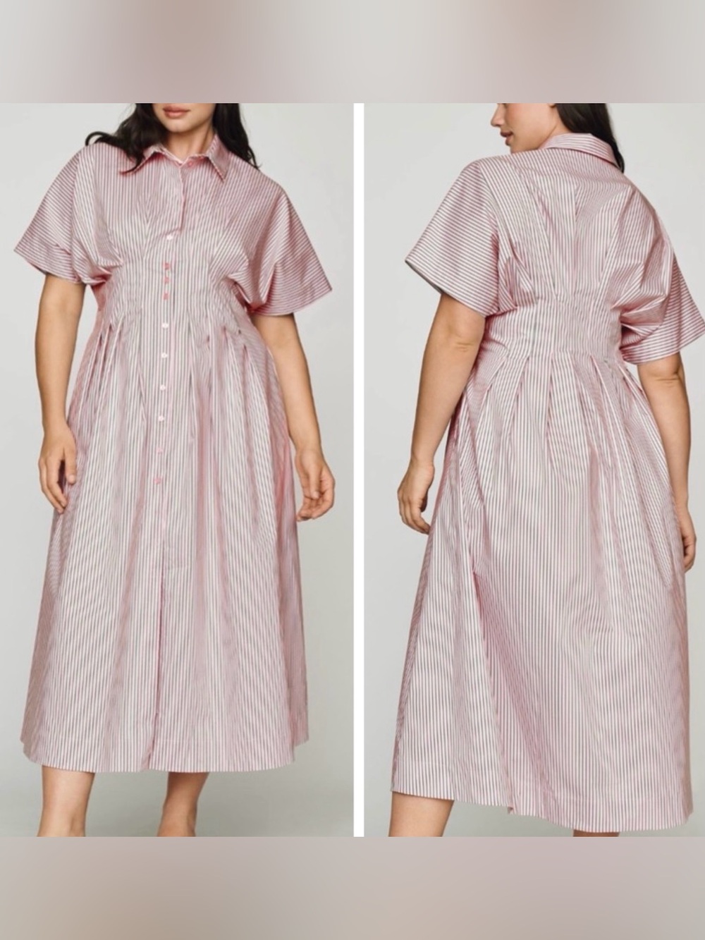 Anthropologie The Tobie Pinstripe Maxi Shirt Dress by Exquise, Size 1X